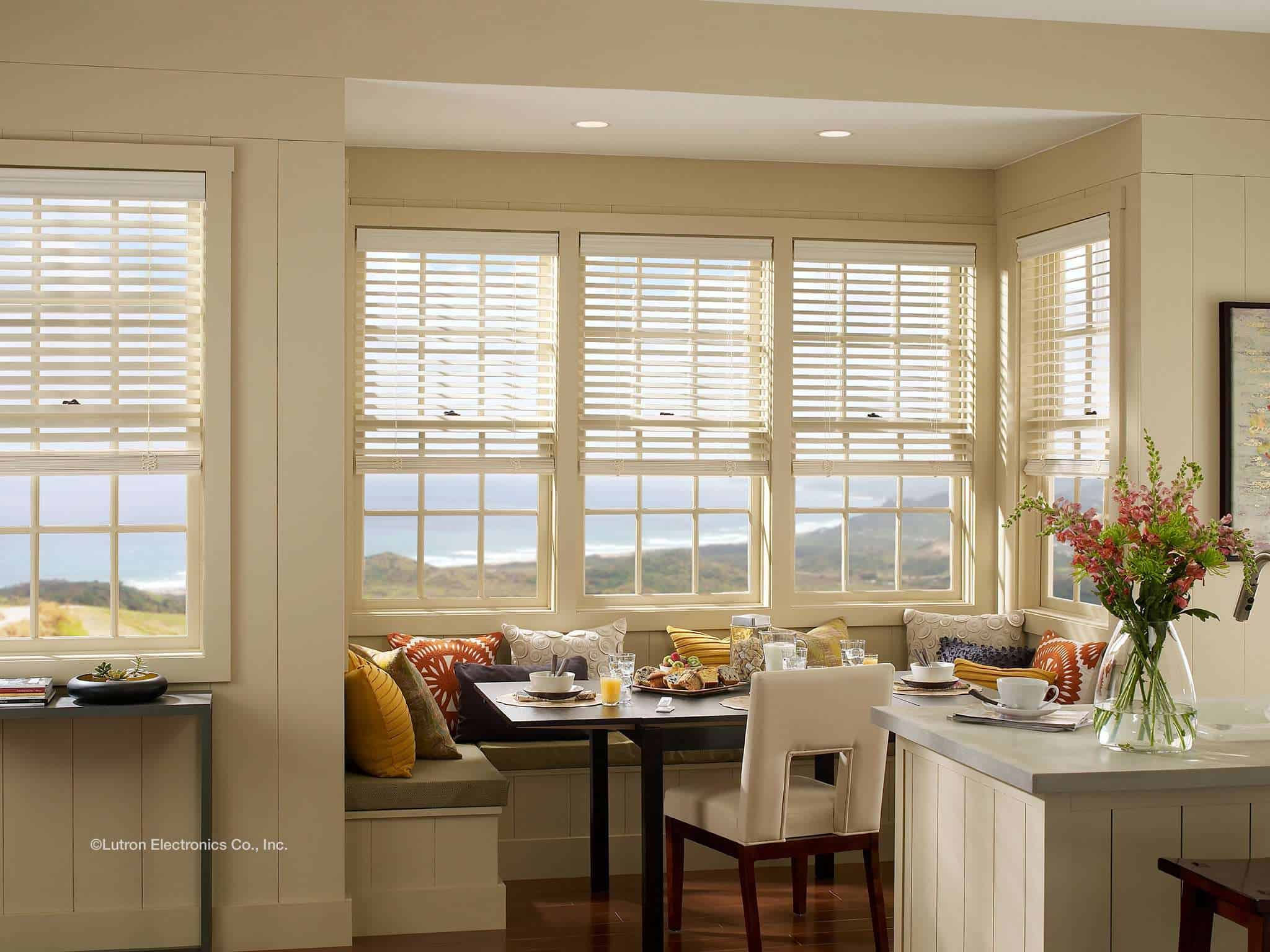 Kitchen with wood blinds from Shade.Shop