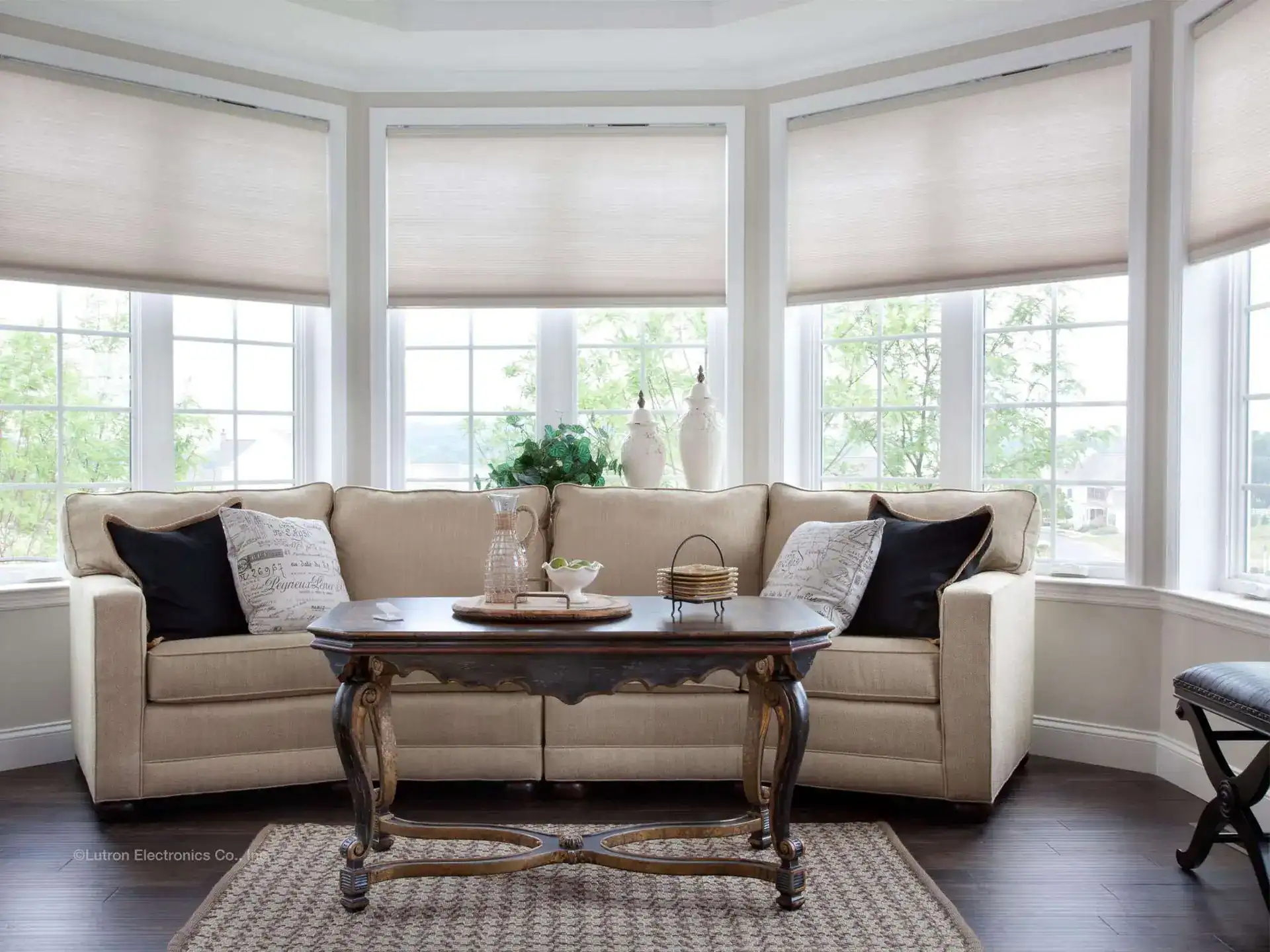 Living room with interior blinds and shades from Shade.Shop
