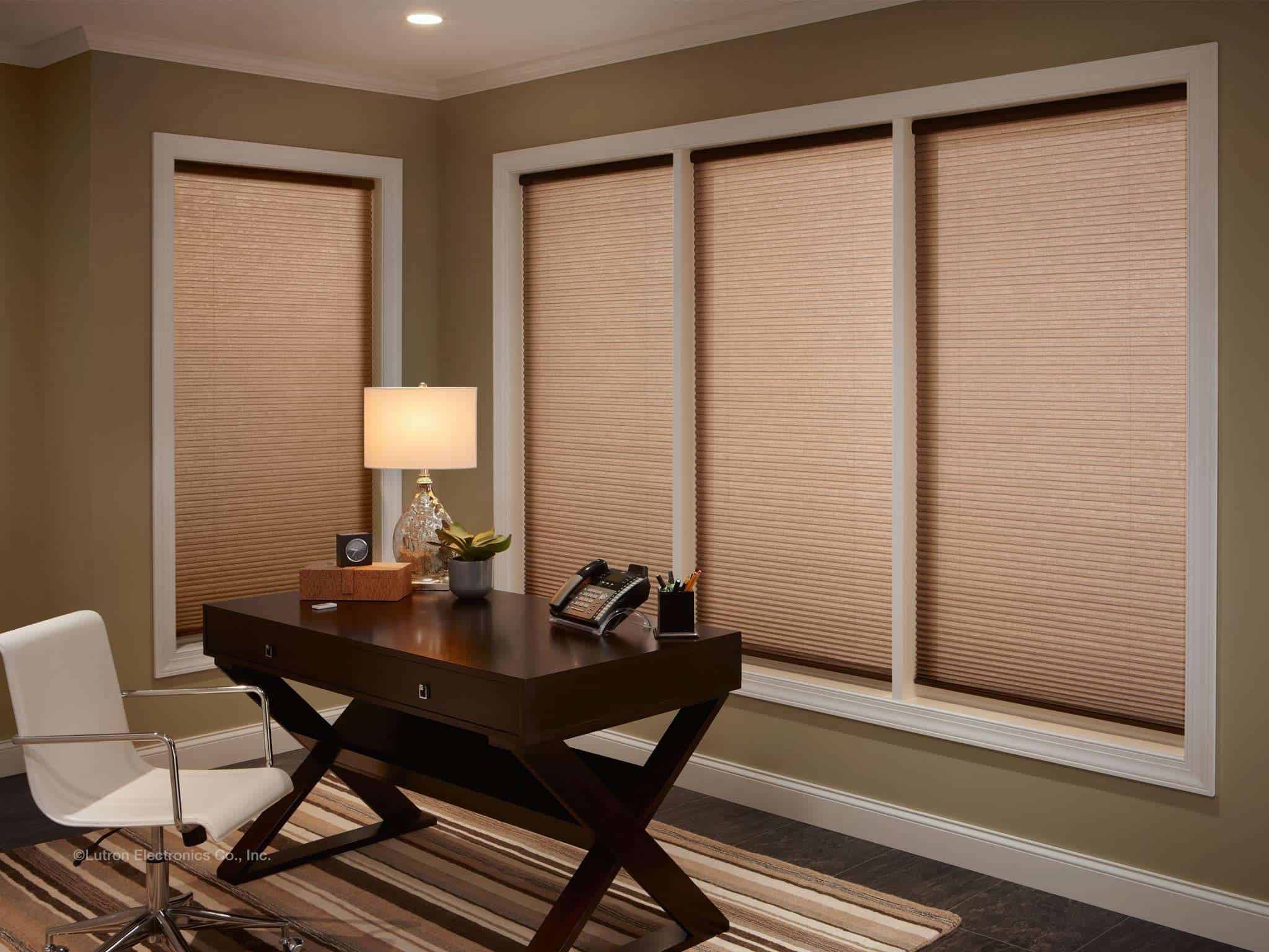 Office room with honeycomb shades from Shade.Shop