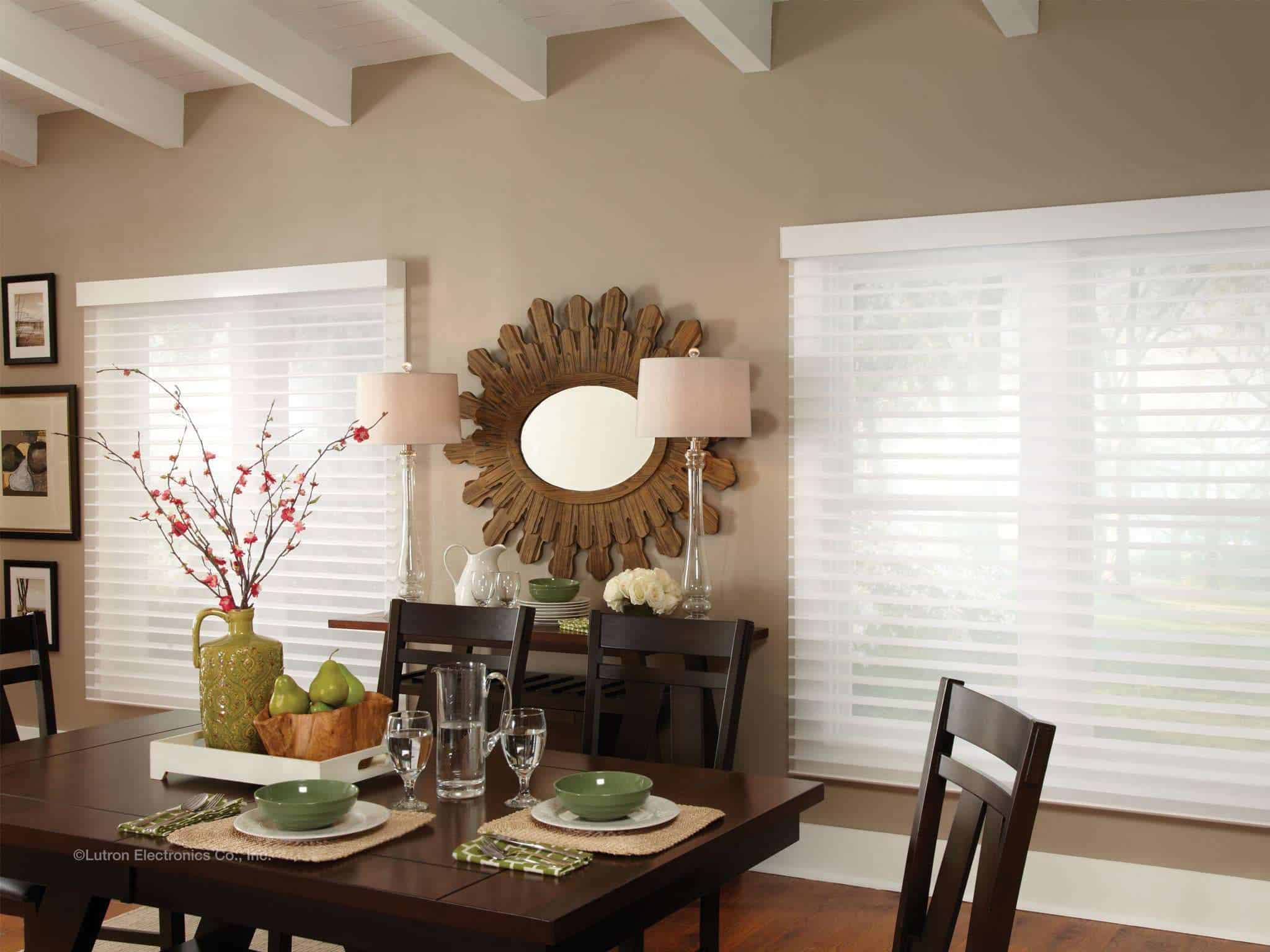 Dining room with horizontal sheer blinds from Shade.Shop