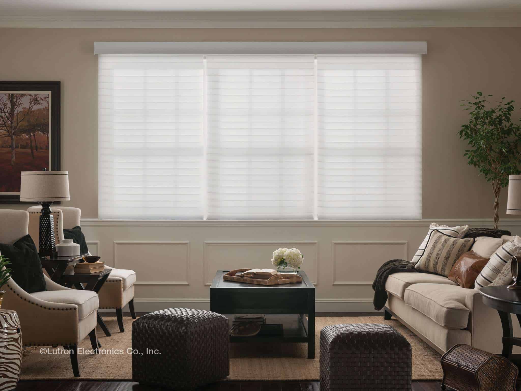 Living room with horizontal sheer blinds from Shade.Shop