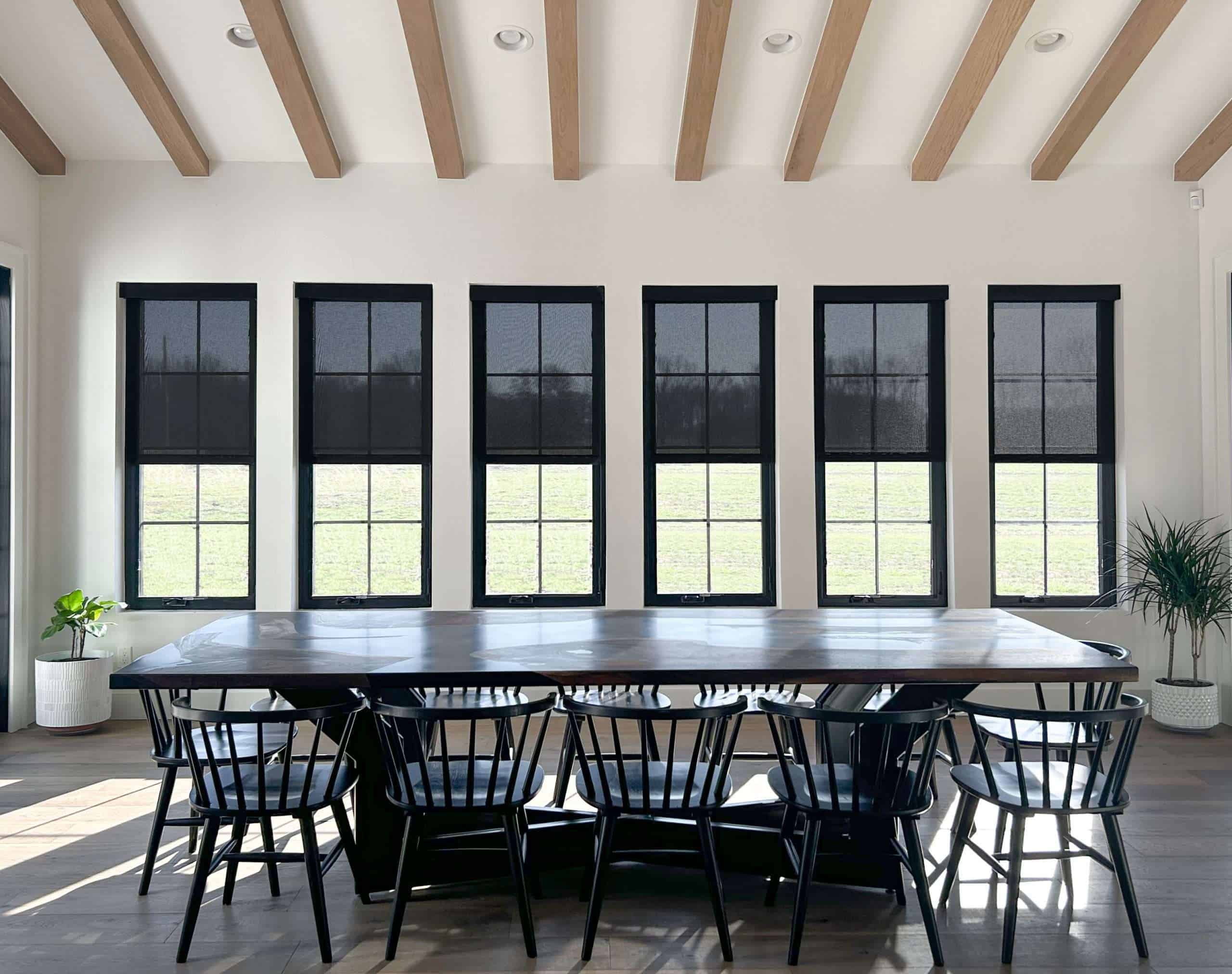 Dining room with interior blinds and shades from Shade.Shop